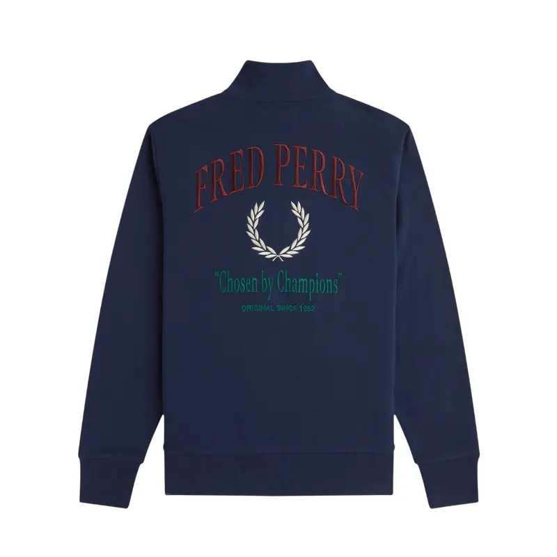 fred perry camisola meio fecho de correr bordado