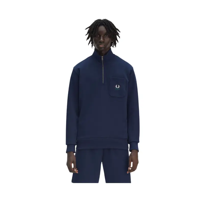 fred perry camisola meio fecho de correr bordado