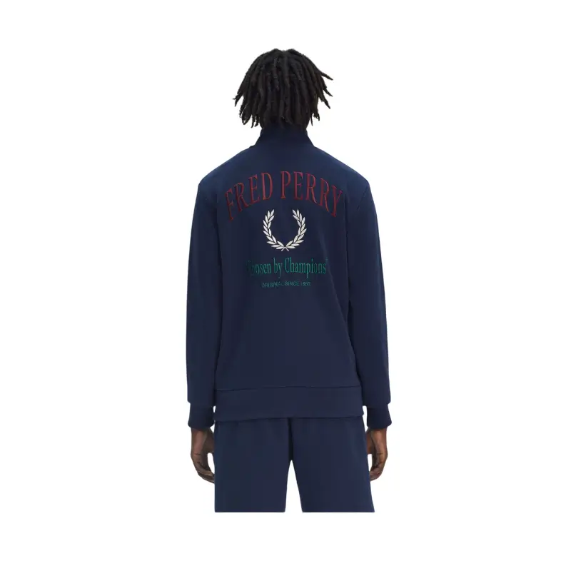 fred perry camisola meio fecho de correr bordado