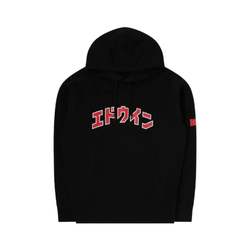 edwin camisola com carapuço katakana retro