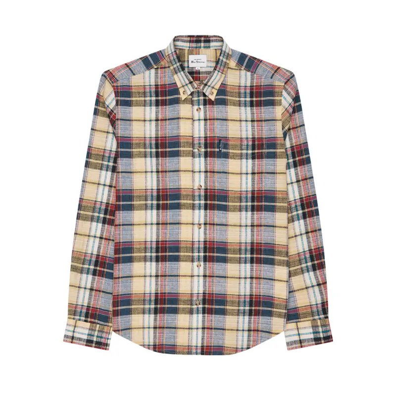 ben sherman camisa slub madras checker