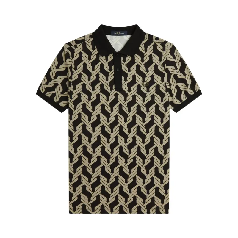 fred perry polo estampado em malha entrançada