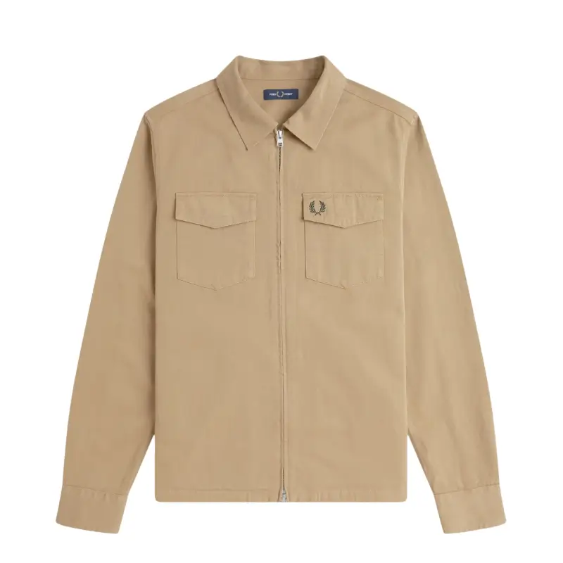 fred perry camisa/casaco em sarja com fecho de correr integral