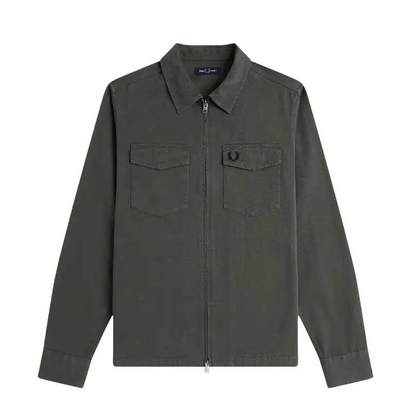 fred perry camisa/casaco em sarja com fecho de correr integral