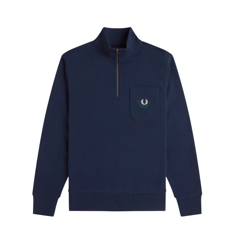 fred perry camisola meio fecho de correr bordado
